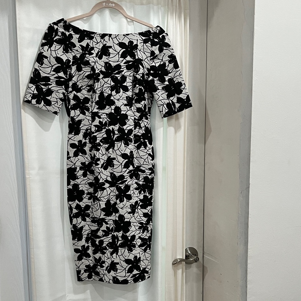 Calvin Klein Black and White Floral Midi Dress